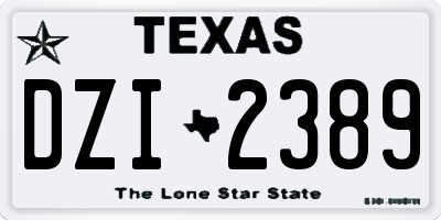 TX license plate DZI2389