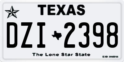 TX license plate DZI2398