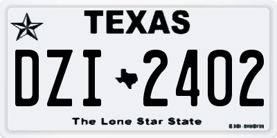 TX license plate DZI2402