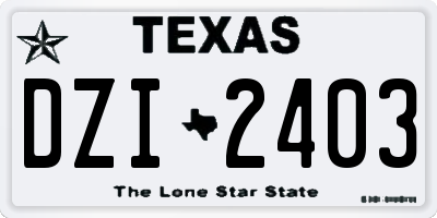 TX license plate DZI2403