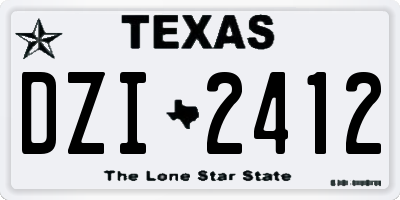 TX license plate DZI2412