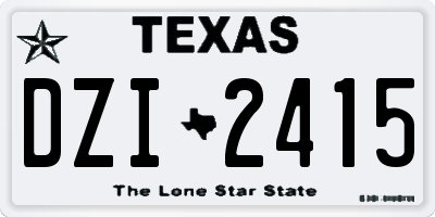TX license plate DZI2415