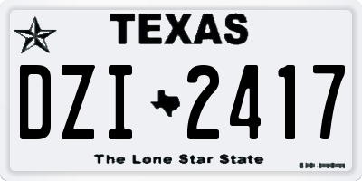 TX license plate DZI2417