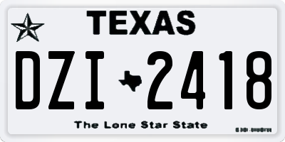 TX license plate DZI2418