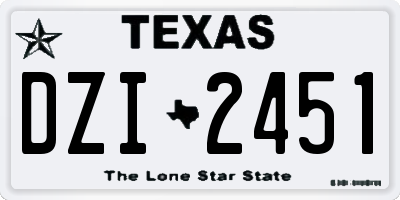 TX license plate DZI2451