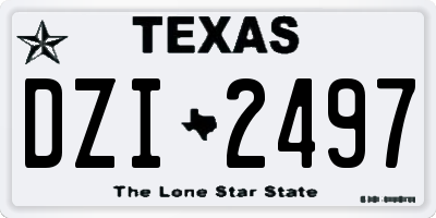 TX license plate DZI2497