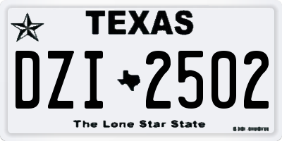 TX license plate DZI2502