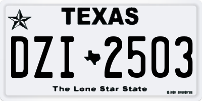 TX license plate DZI2503