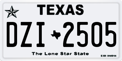 TX license plate DZI2505