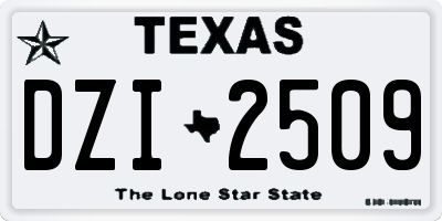 TX license plate DZI2509