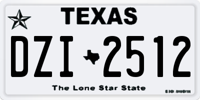 TX license plate DZI2512