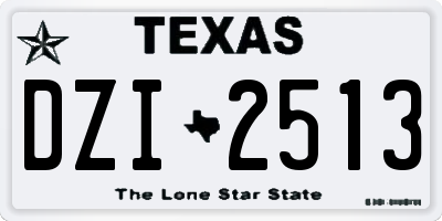 TX license plate DZI2513