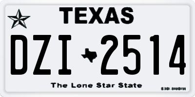 TX license plate DZI2514