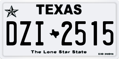 TX license plate DZI2515
