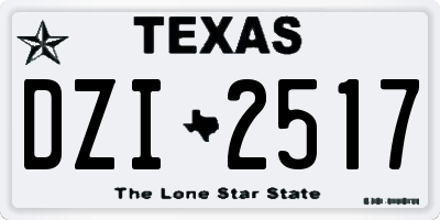 TX license plate DZI2517