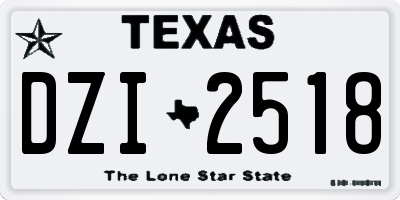 TX license plate DZI2518
