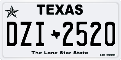 TX license plate DZI2520