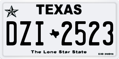 TX license plate DZI2523