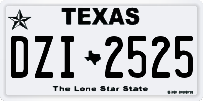 TX license plate DZI2525