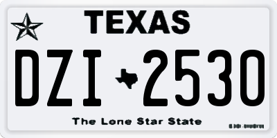 TX license plate DZI2530