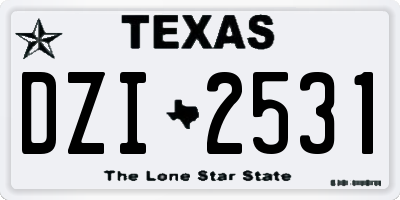 TX license plate DZI2531