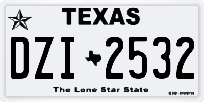 TX license plate DZI2532