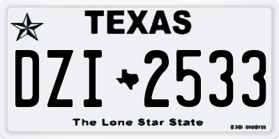 TX license plate DZI2533