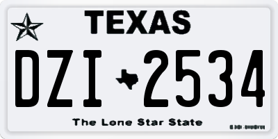 TX license plate DZI2534