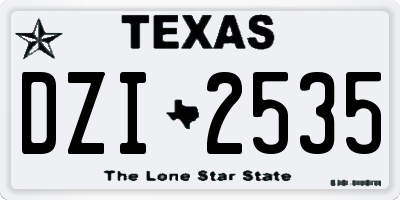 TX license plate DZI2535