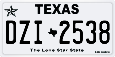 TX license plate DZI2538