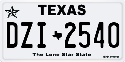 TX license plate DZI2540
