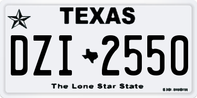 TX license plate DZI2550