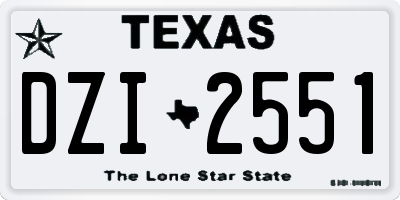 TX license plate DZI2551