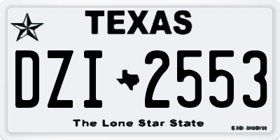 TX license plate DZI2553