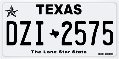 TX license plate DZI2575