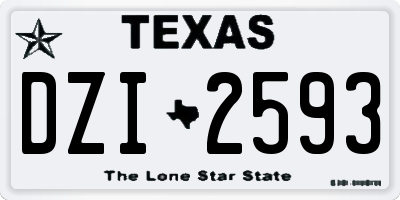 TX license plate DZI2593