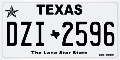 TX license plate DZI2596