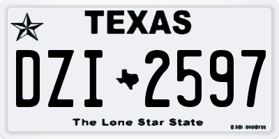 TX license plate DZI2597