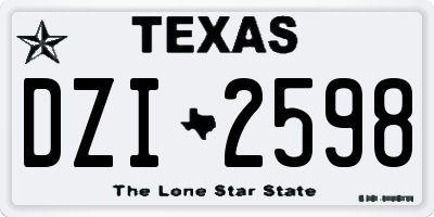 TX license plate DZI2598