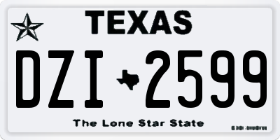 TX license plate DZI2599