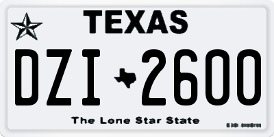 TX license plate DZI2600
