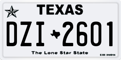 TX license plate DZI2601