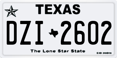 TX license plate DZI2602