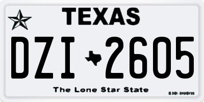 TX license plate DZI2605