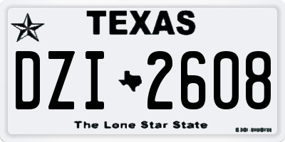 TX license plate DZI2608