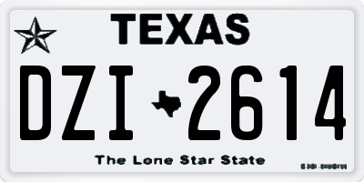 TX license plate DZI2614