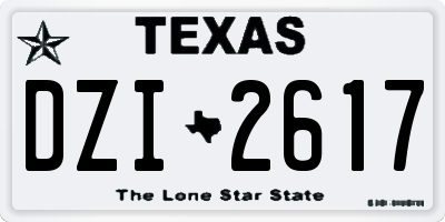 TX license plate DZI2617