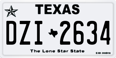 TX license plate DZI2634