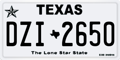 TX license plate DZI2650