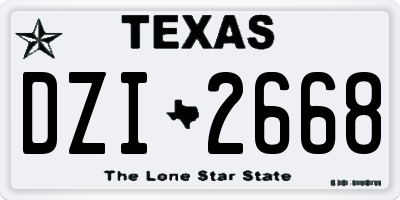 TX license plate DZI2668